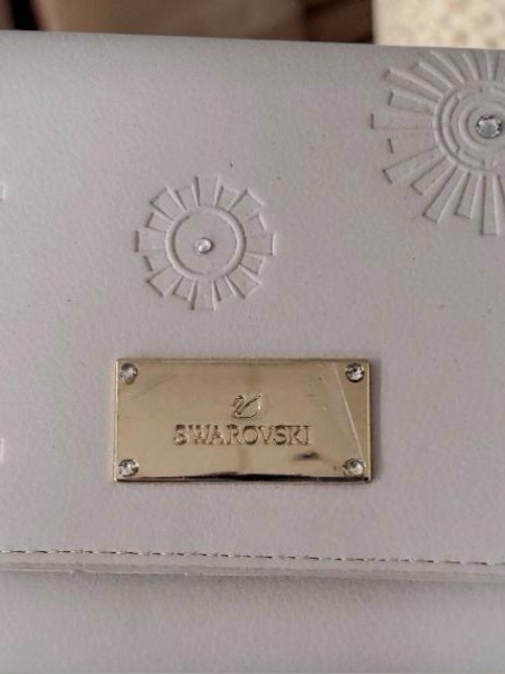 Swarovski White Crystal Embellished Wallet Wristlet Clutch Faux Leather